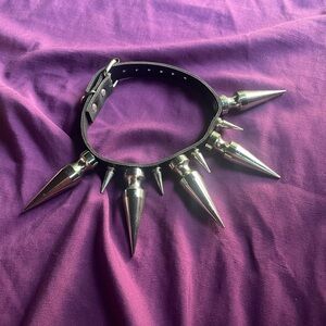 Handmade spiked leather choker